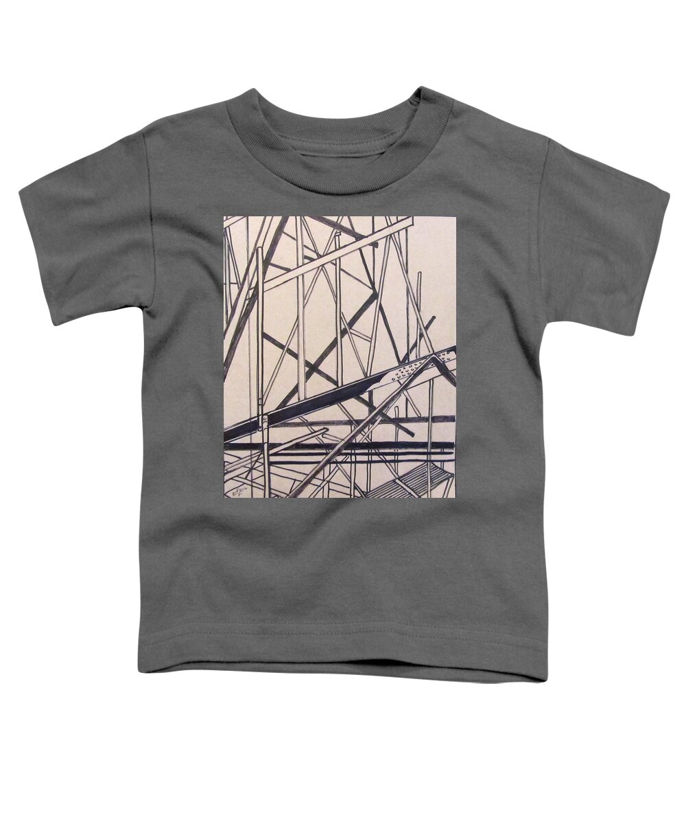 Building Toddler T-Shirt featuring the drawing Construction Zone by Barbara O'Toole