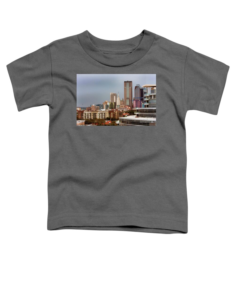 Cityscape Toddler T-Shirt featuring the photograph Corner of Downtown Dallas by Joan Bertucci