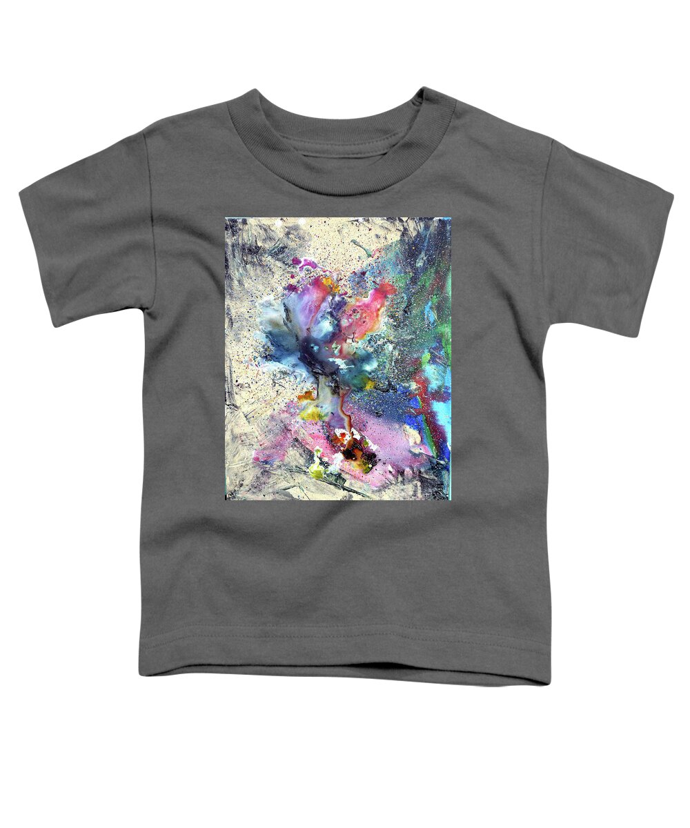 Colours Toddler T-Shirt featuring the painting Cosmic Flower by Lisa Lipsett