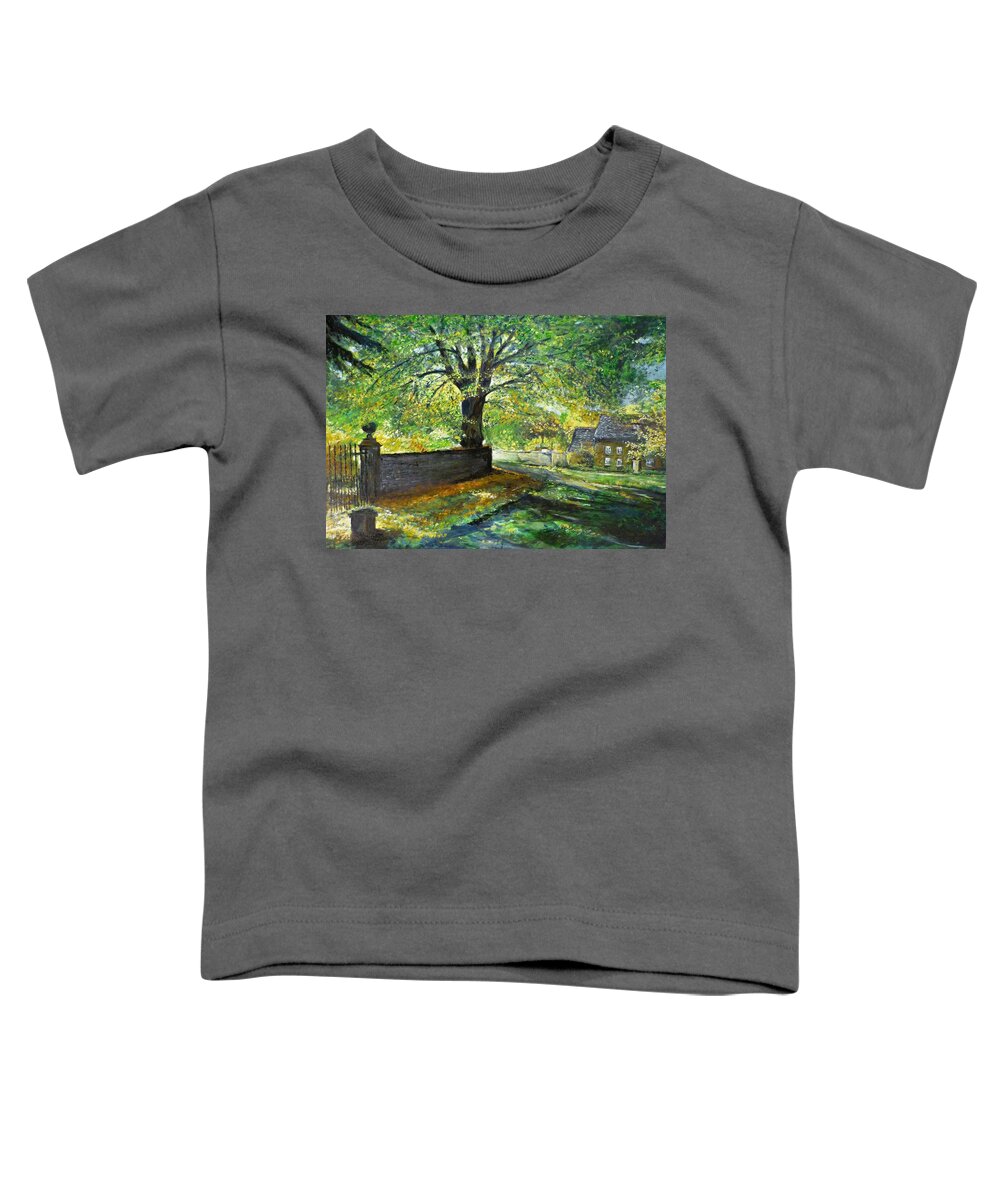 Landscape Toddler T-Shirt featuring the painting Cotswold Lane by Lizzy Forrester