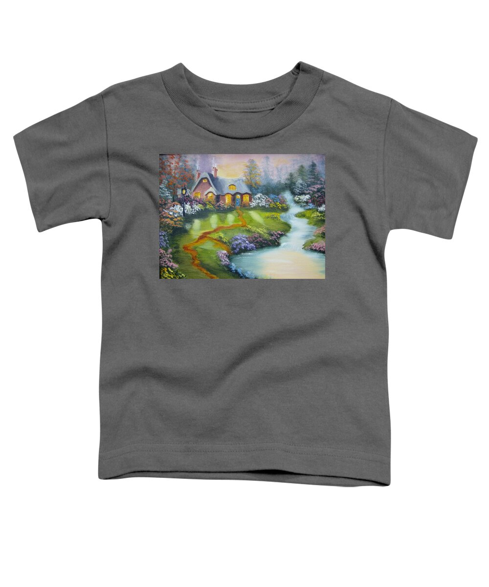 Cottage Toddler T-Shirt featuring the painting Cottage by Debra Campbell