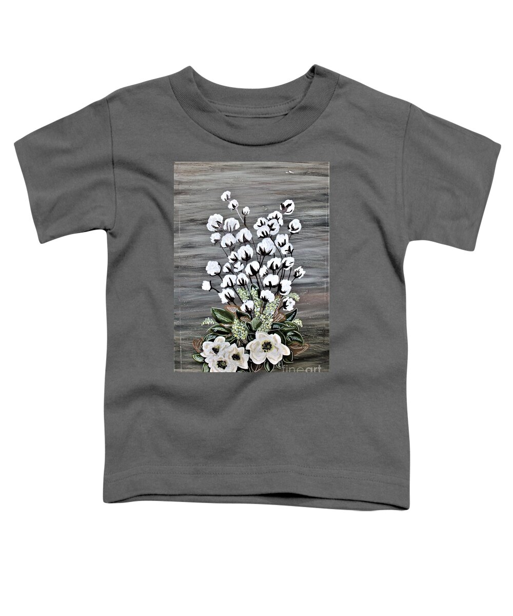 Painting Toddler T-Shirt featuring the painting Cotton and Magnolias Larger Print Version by Barbara Donovan
