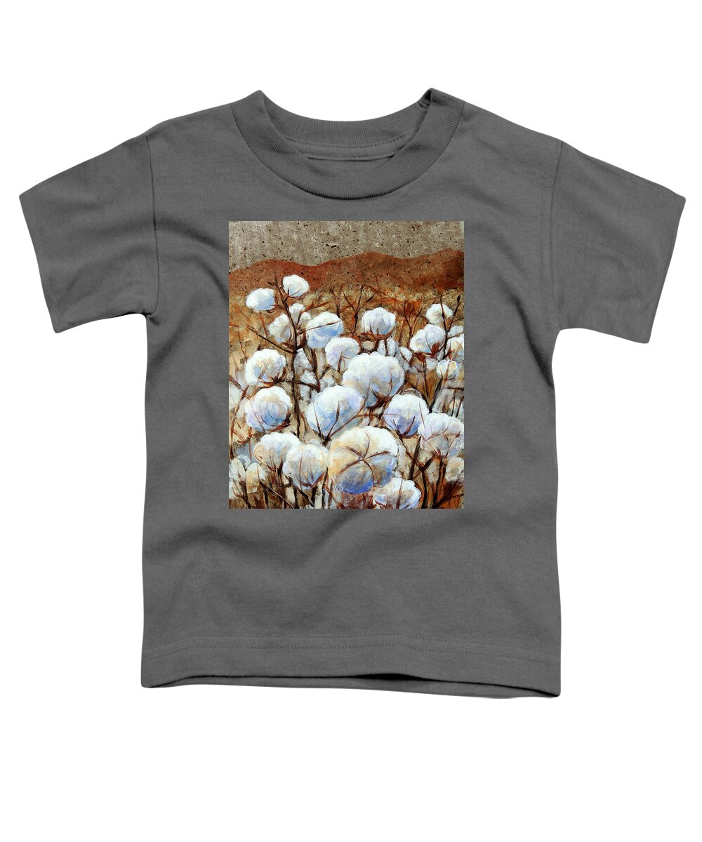 Landscape Toddler T-Shirt featuring the painting Cotton Fields by Candy Mayer