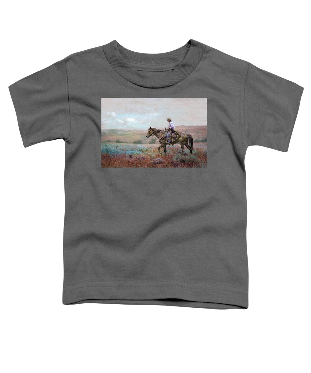 Horse Toddler T-Shirt featuring the digital art Cowboy by Rick Mosher
