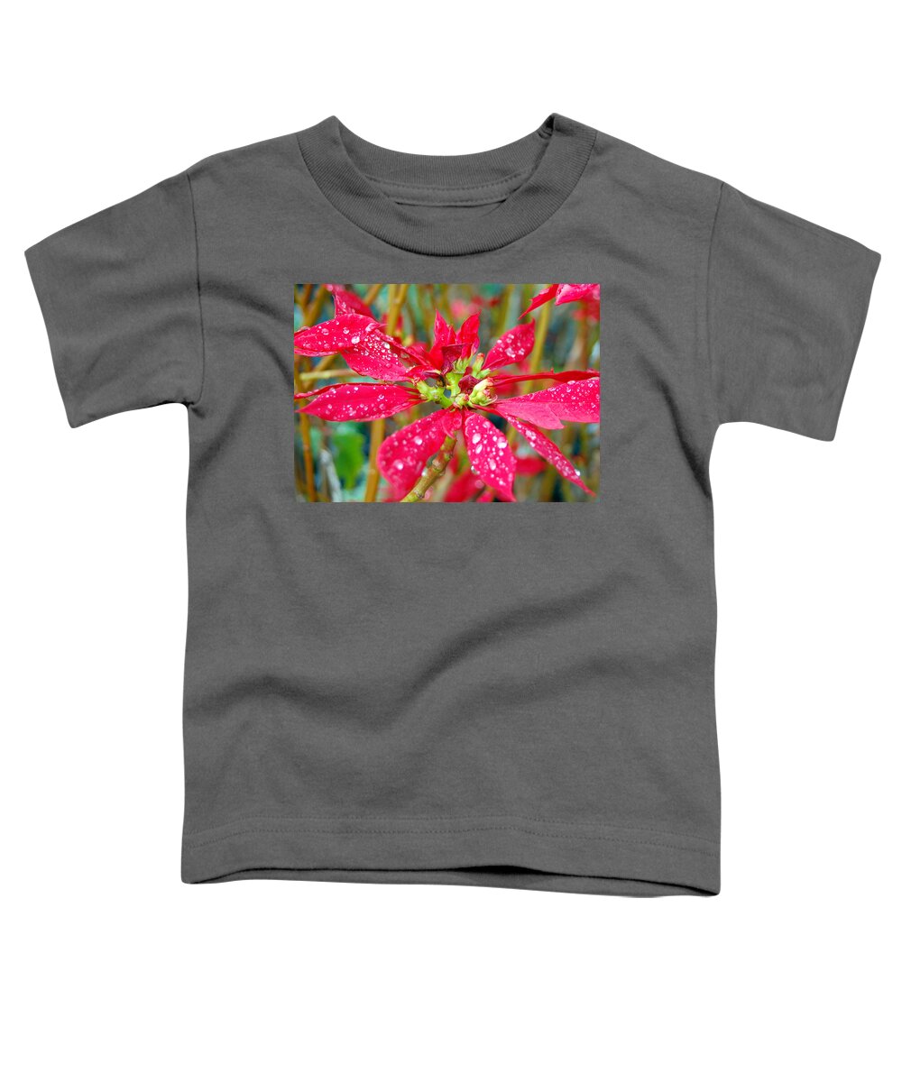 Flower Toddler T-Shirt featuring the photograph Crazy dewy red flower by Amy Fose