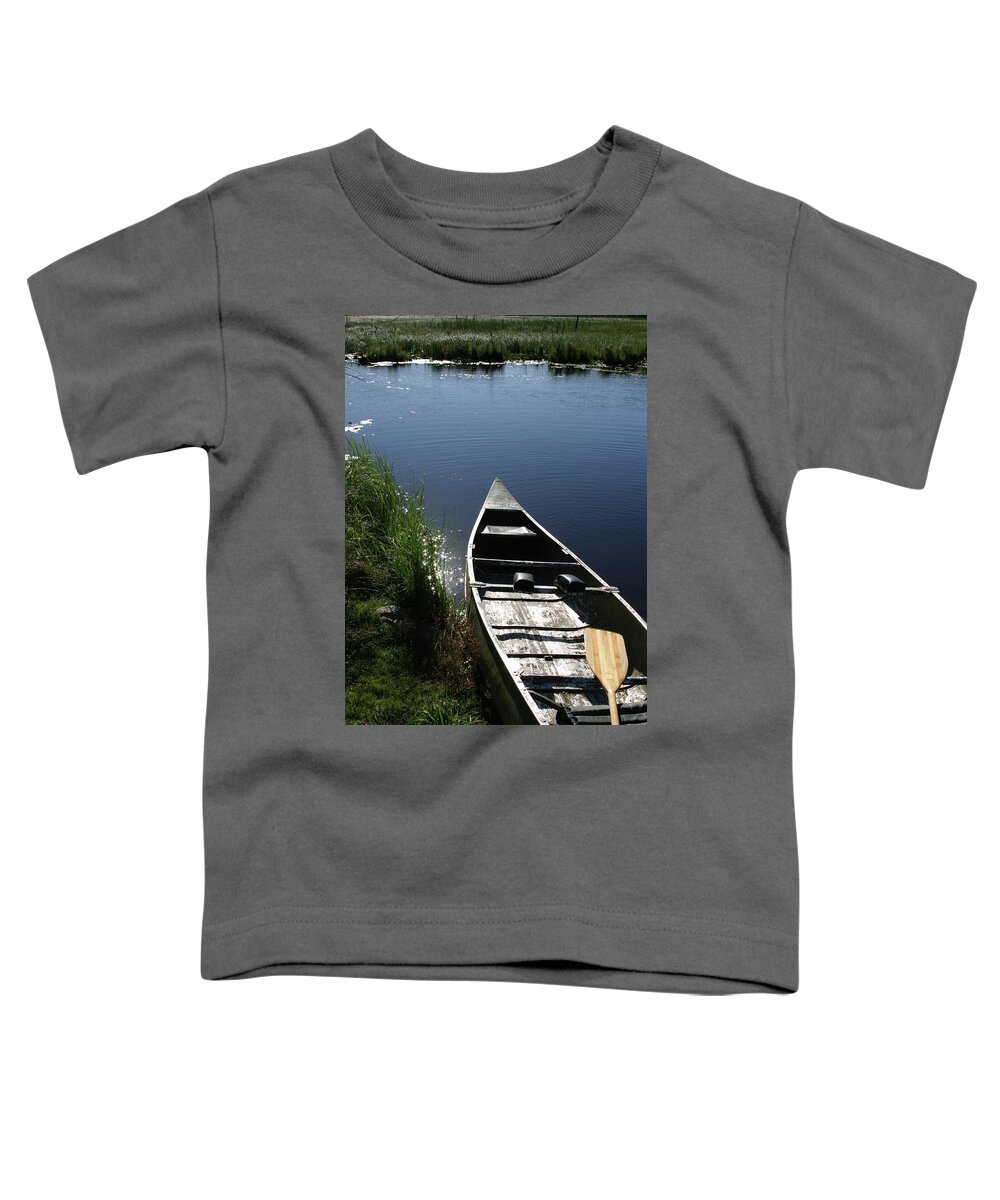 Canoe Toddler T-Shirt featuring the photograph Creekside Canoe by Jeff Floyd CA
