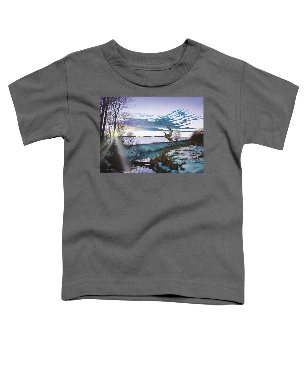 Winter Toddler T-Shirt featuring the painting Crisp Winter Light by Anthony J Padgett