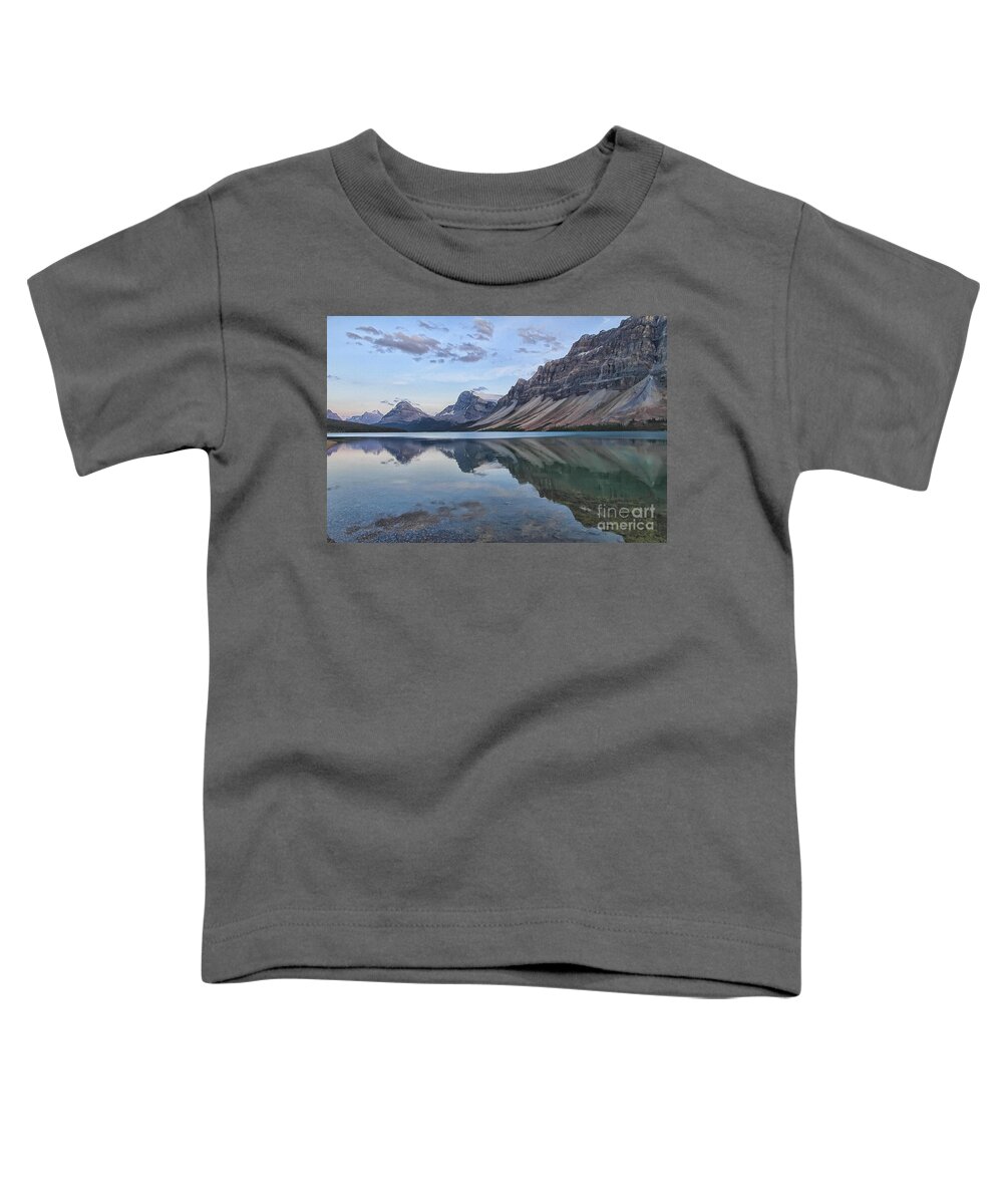 Bow Lake Toddler T-Shirt featuring the photograph Crowfoot Mountain and Bow Lake by Teresa Zieba