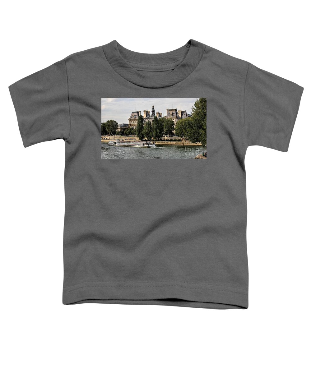 Paris Toddler T-Shirt featuring the photograph Cruising Seine River Tourist Paris by Chuck Kuhn