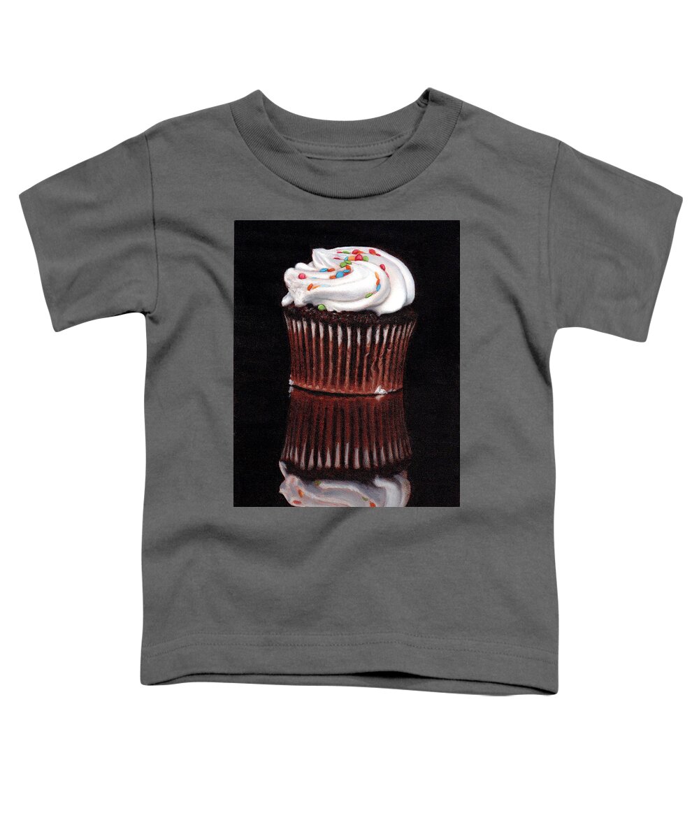 Cupcake Toddler T-Shirt featuring the painting Cupcake Reflections by Linda Merchant