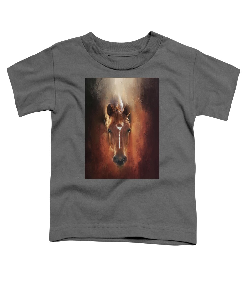 Horse Toddler T-Shirt featuring the photograph Curious Gaze by Toni Hopper