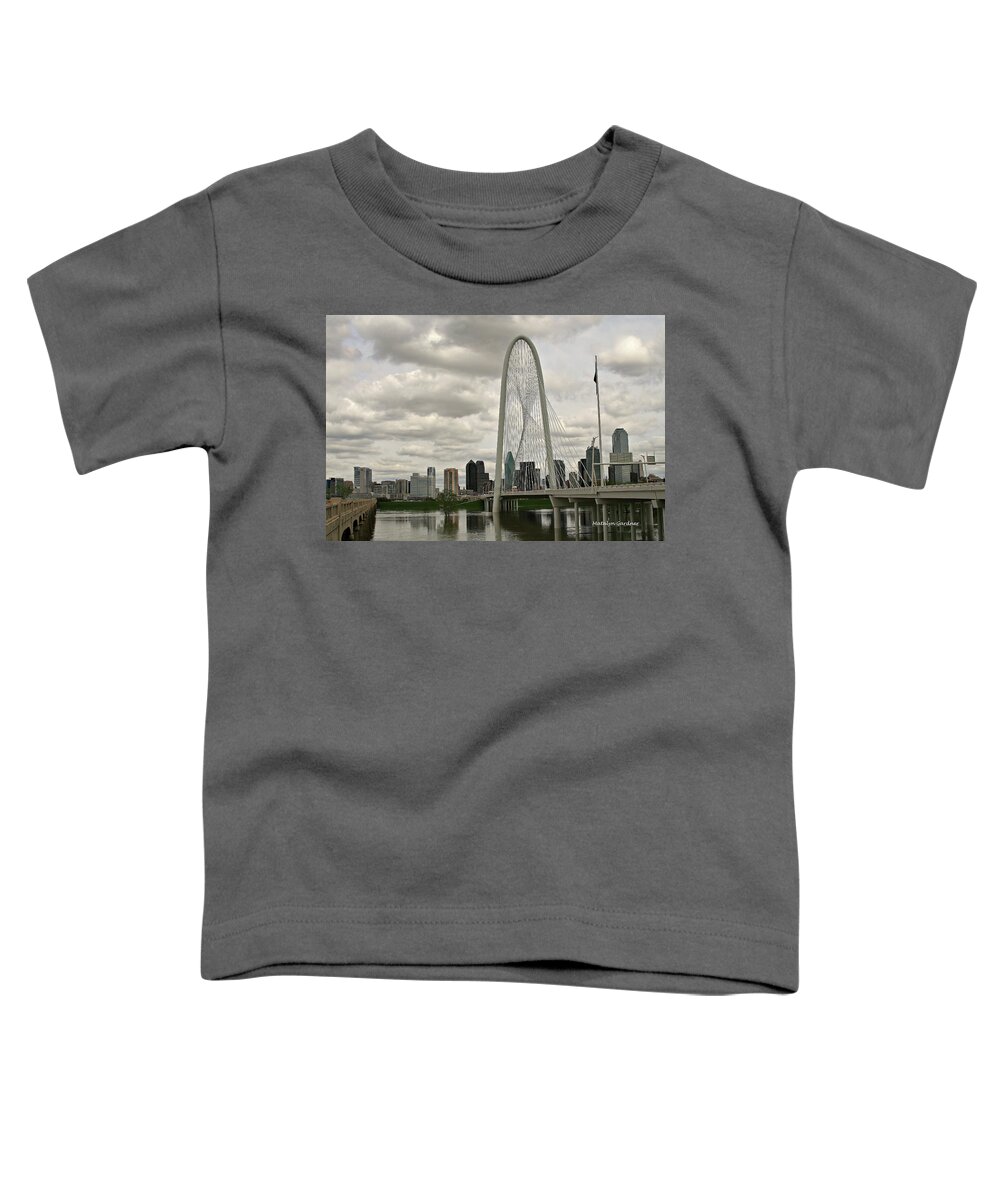 Bridge Toddler T-Shirt featuring the photograph Dallas Suspension Bridge by Matalyn Gardner