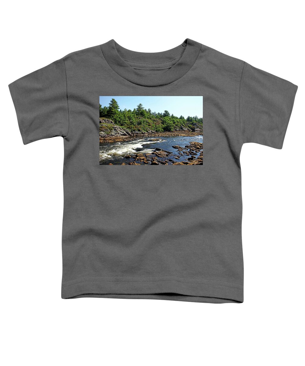 Dalles Rapids Toddler T-Shirt featuring the photograph Dalles Rapids French River Ontario by Debbie Oppermann