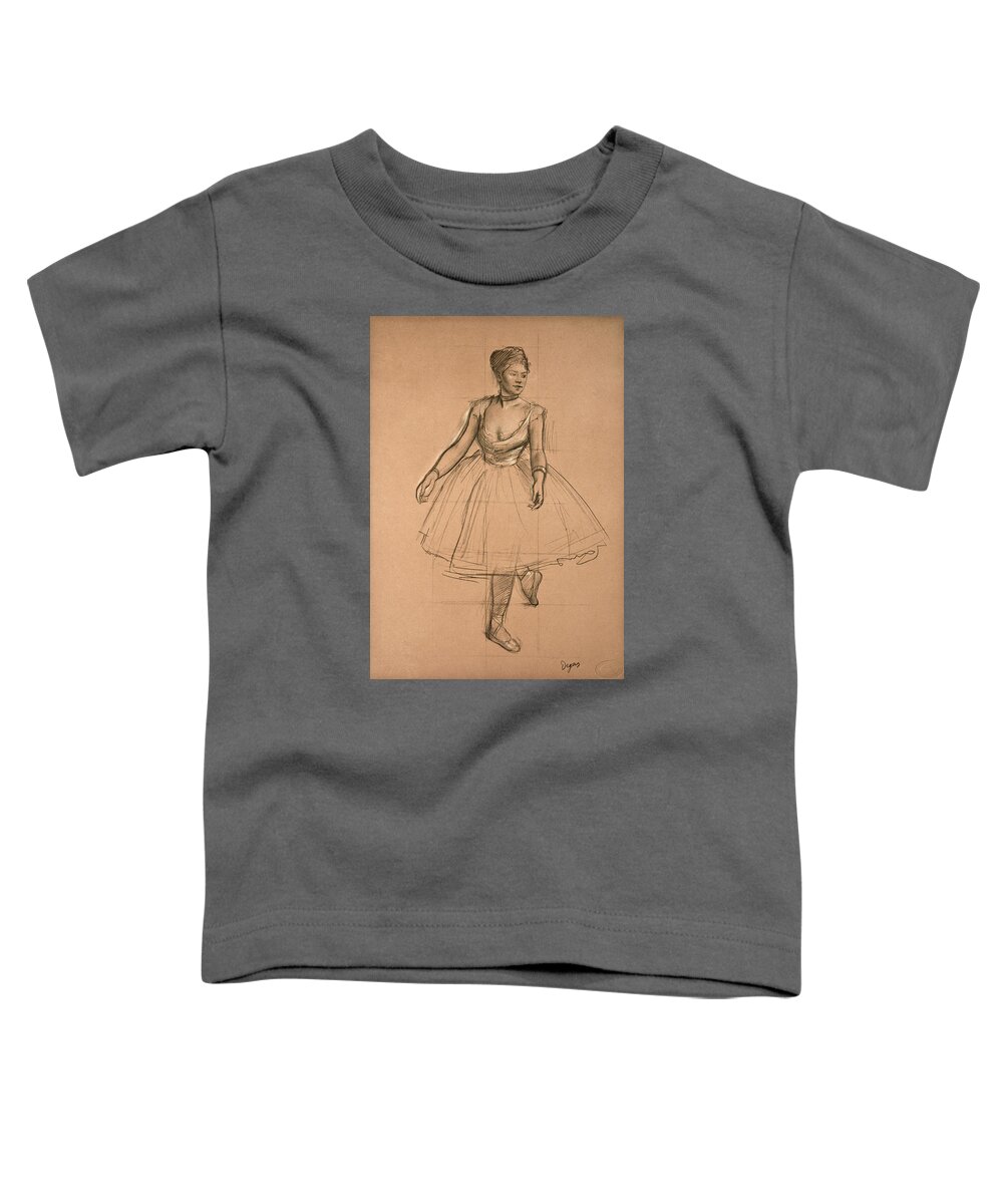 Edgar Degas Toddler T-Shirt featuring the drawing Dancer in Position. Three-quarter View by Edgar Degas