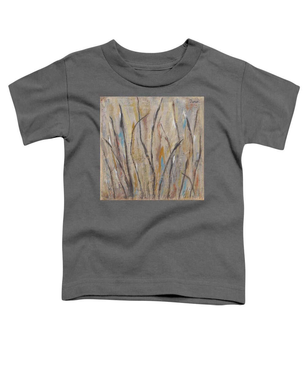 Landscape Toddler T-Shirt featuring the painting Dancing Cattails I by Trish Toro