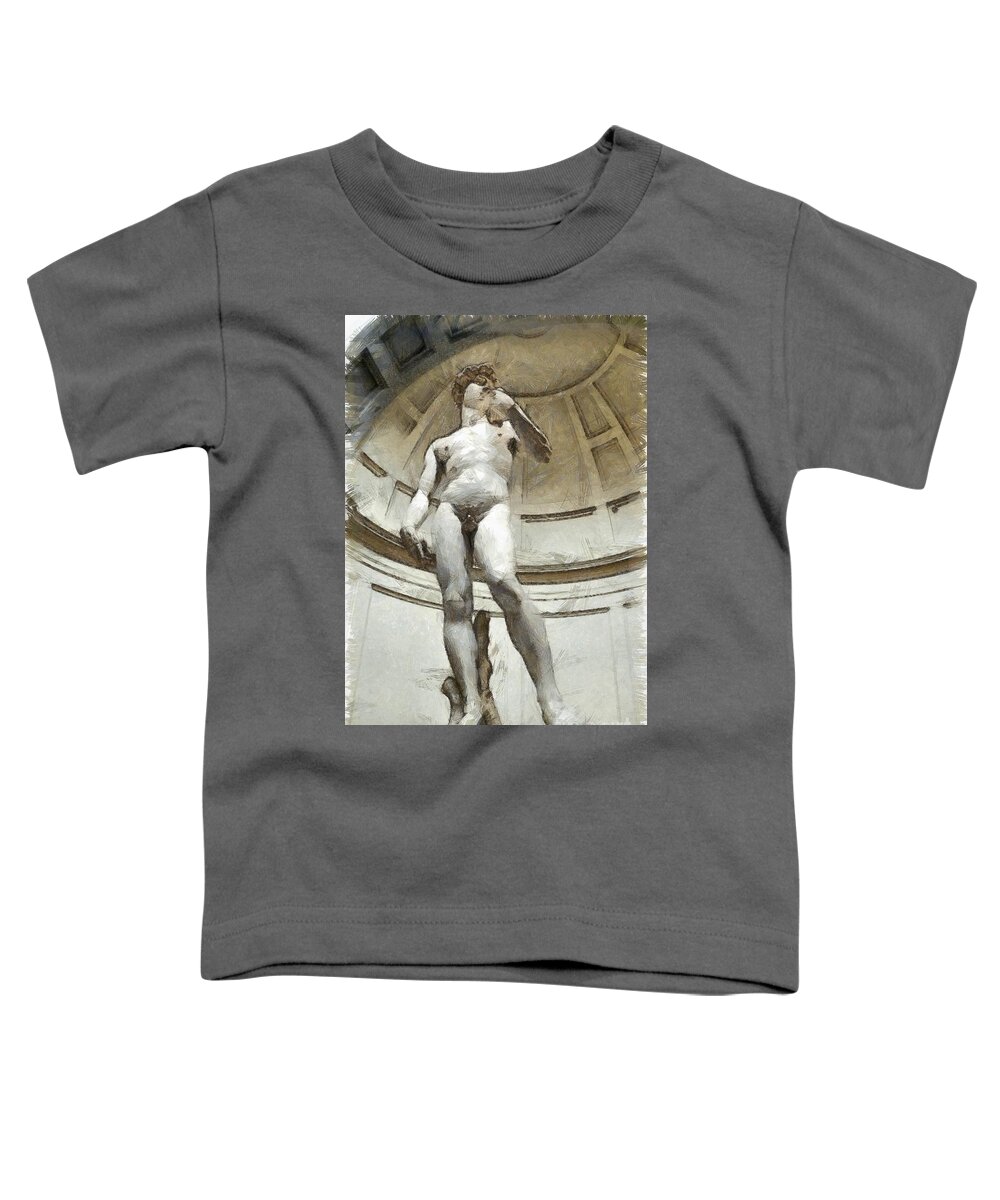 Florence Toddler T-Shirt featuring the photograph David by Michelangelo Pencil by Edward Fielding