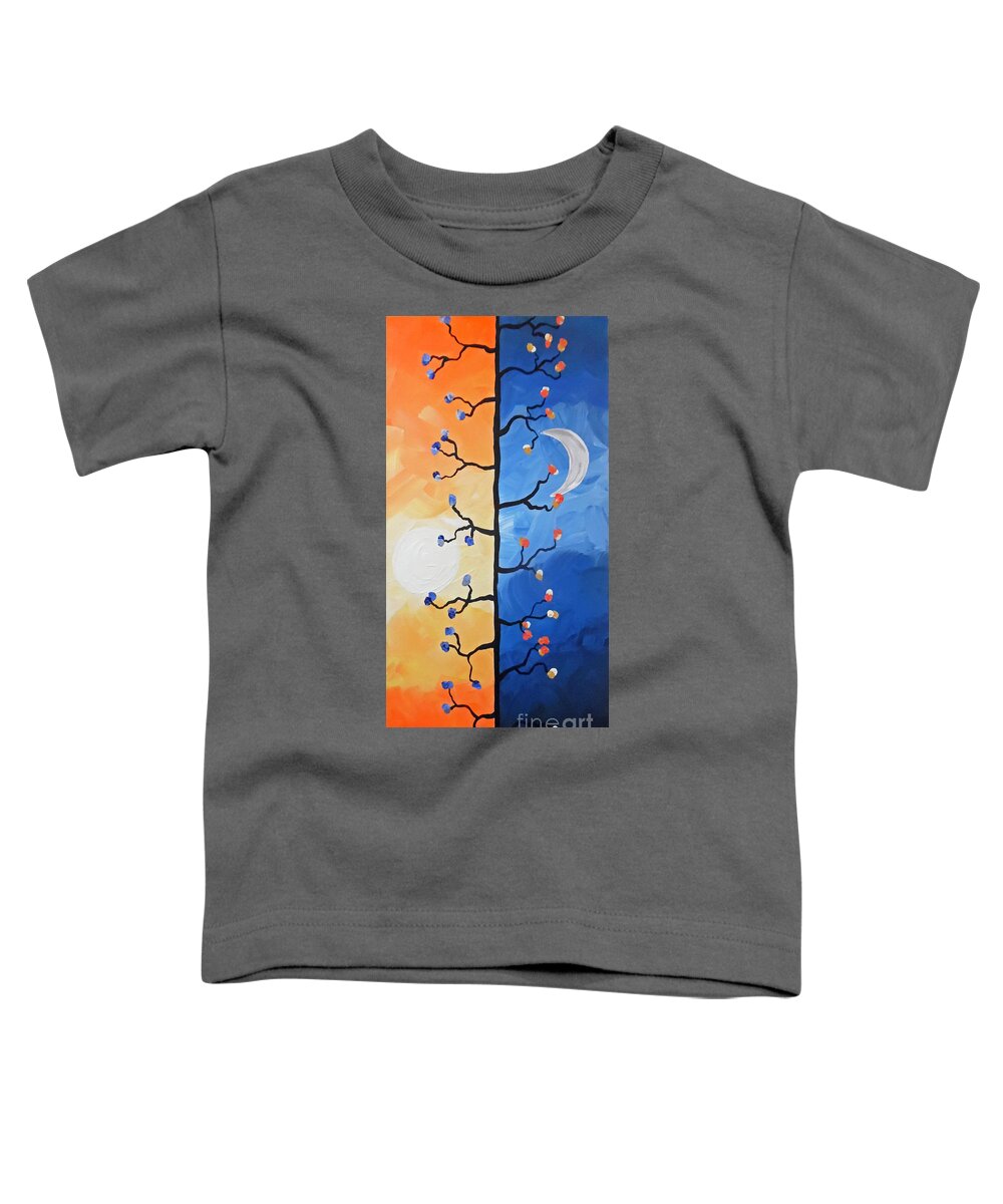 Sun Moon Toddler T-Shirt featuring the painting Day Twists to Night by Jilian Cramb - AMothersFineArt