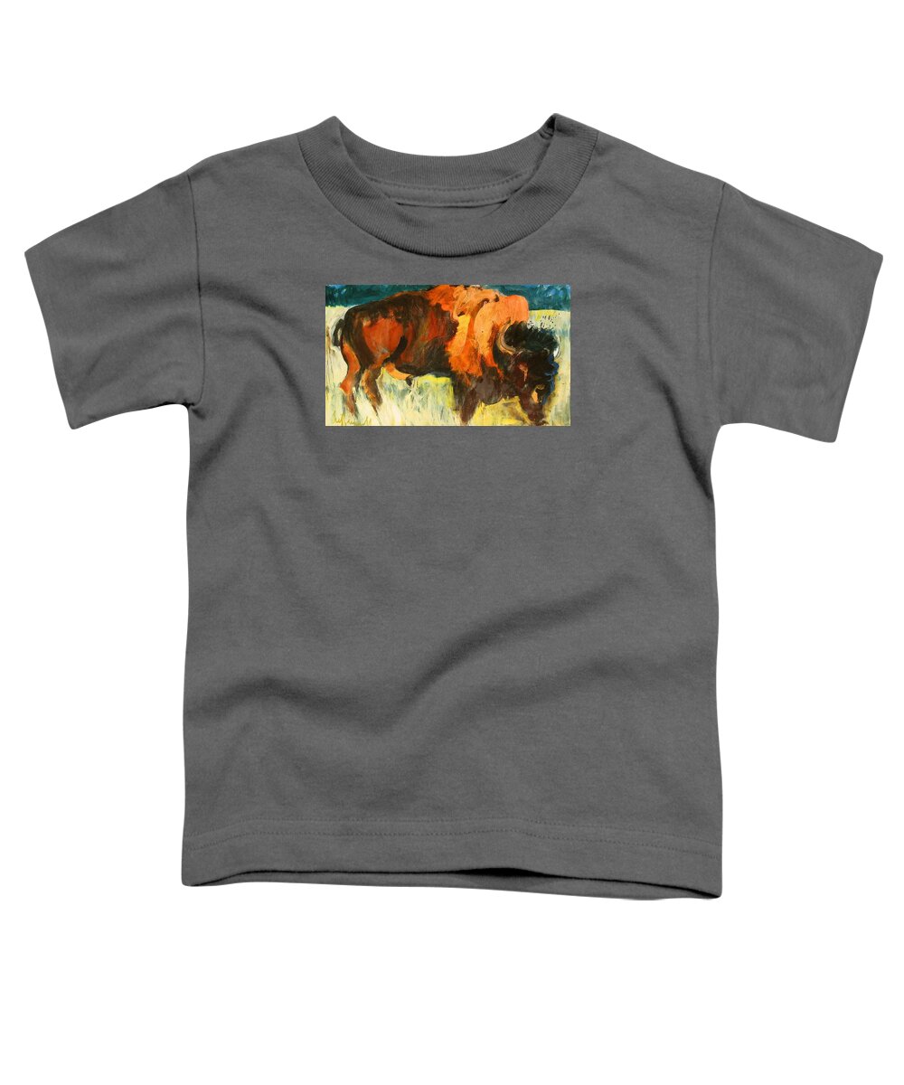 Paintings Toddler T-Shirt featuring the painting Debbie's Postcard Buffalo by Les Leffingwell