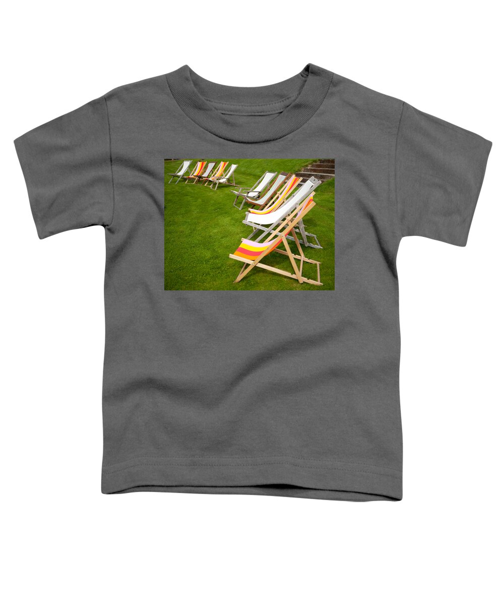 Deck Chairs Toddler T-Shirt featuring the photograph Deck Chairs by Helen Jackson