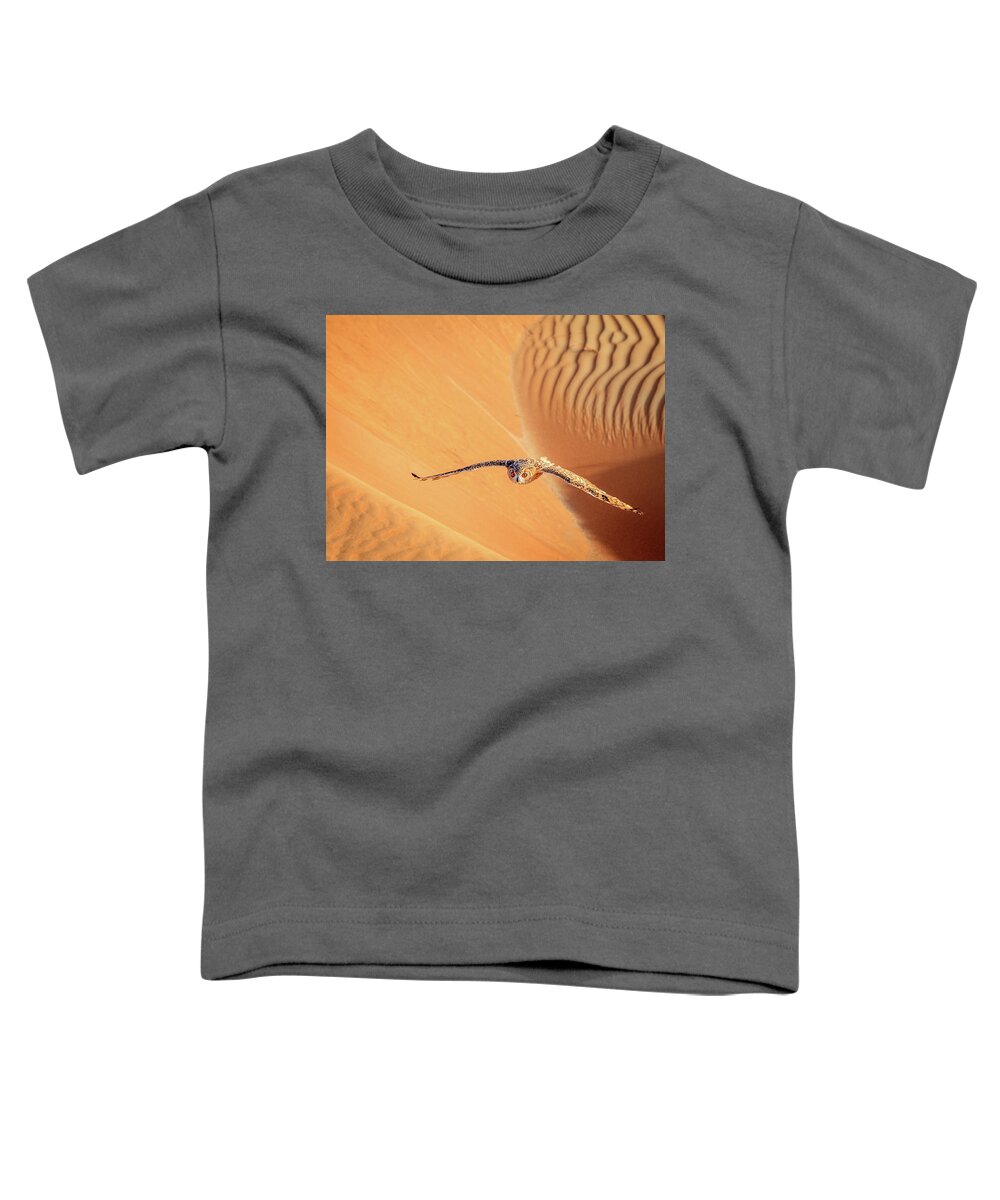 Dubai Toddler T-Shirt featuring the photograph Desert Eagle Owl by Alexey Stiop