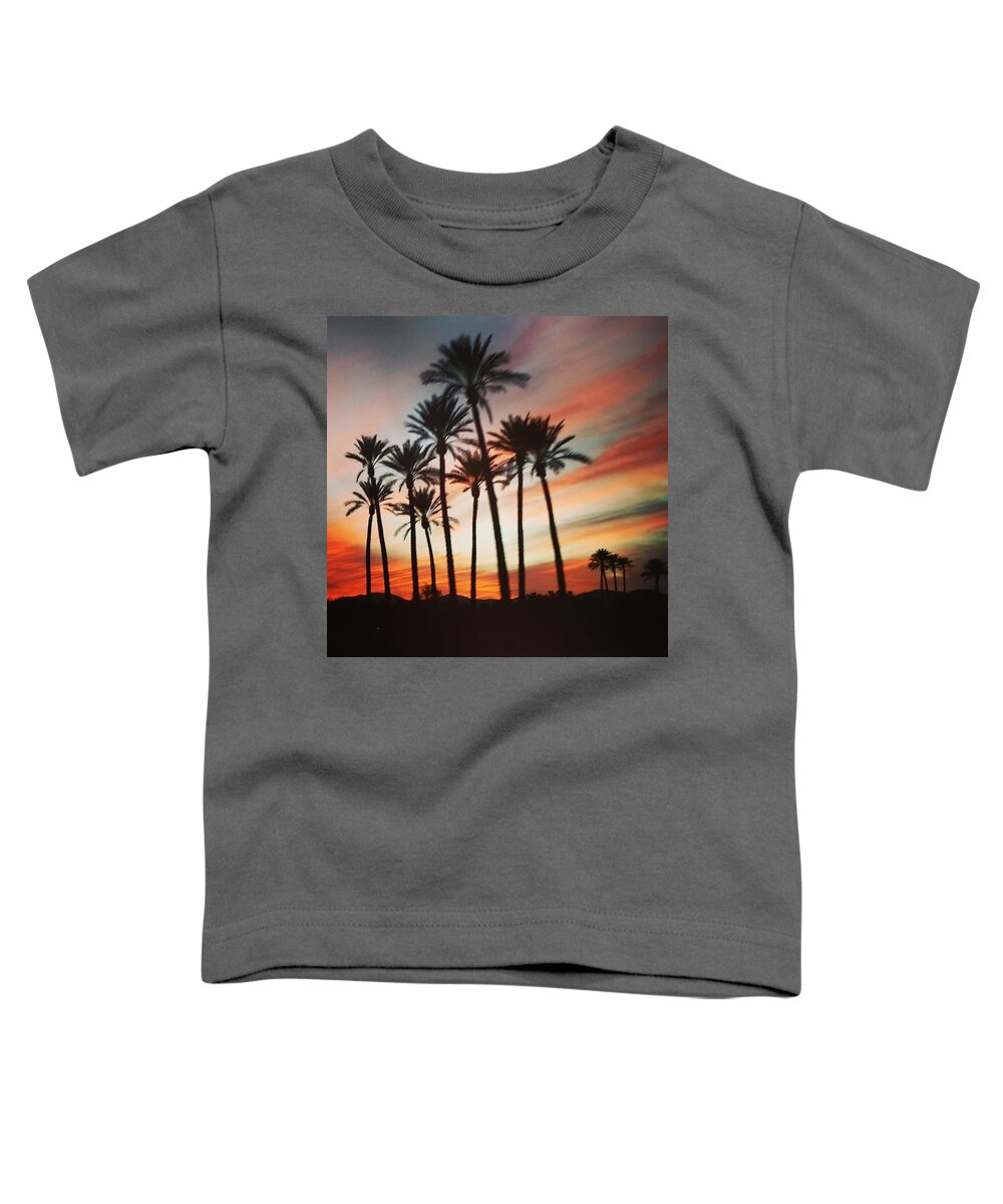 Palm Trees Toddler T-Shirt featuring the photograph Desert Palms Sunset by Vic Ritchey