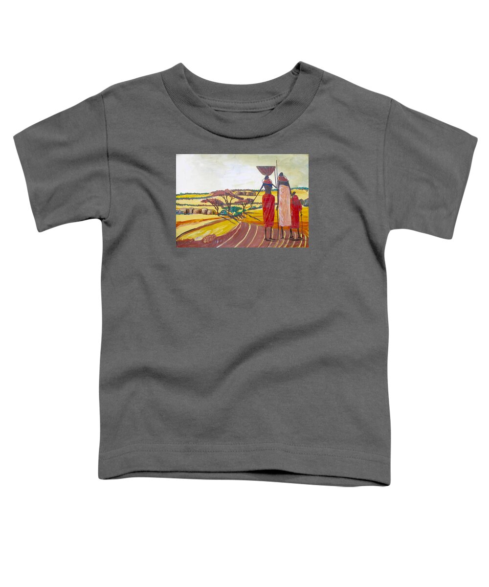 True African Art Toddler T-Shirt featuring the painting We are Home by Martin Bulinya