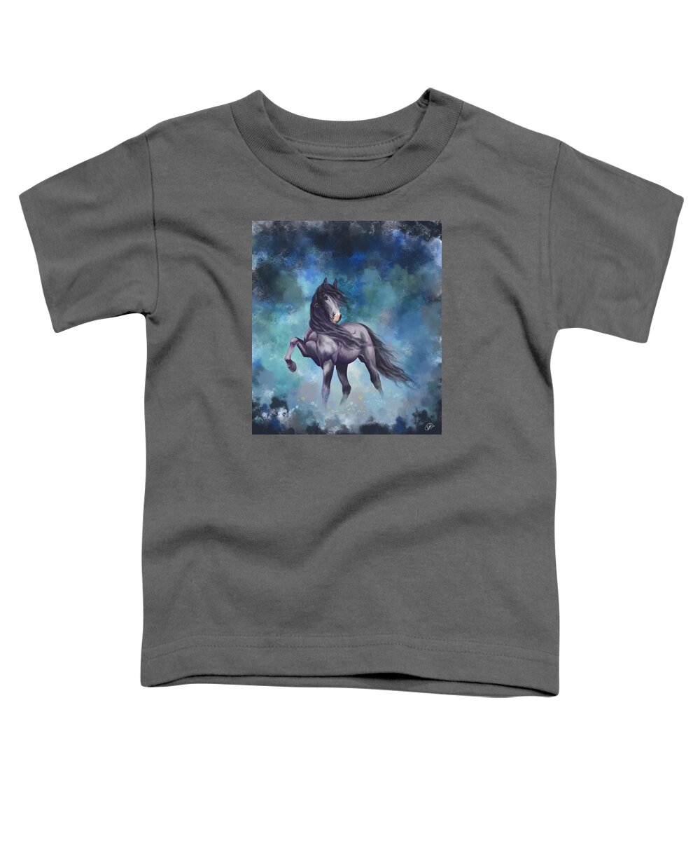 Horse Toddler T-Shirt featuring the painting Determination by Kate Black