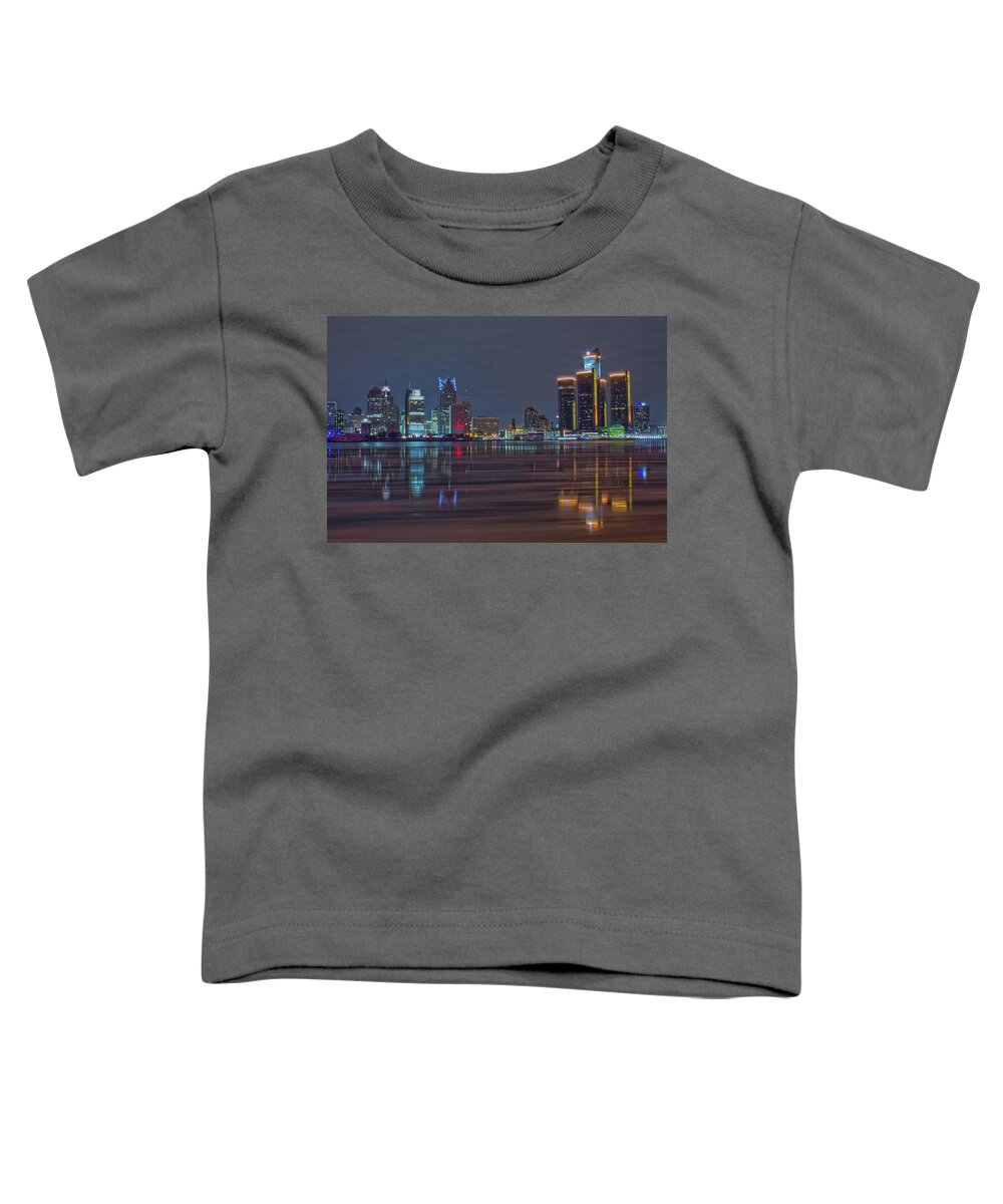 Detroit Toddler T-Shirt featuring the photograph Detroit skyline from Windsor in HDR by Jay Smith