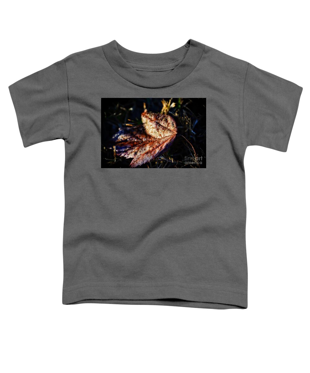 Adrian-deleon Toddler T-Shirt featuring the photograph Dew drops sparkling and showing life on a leaf -Georgia by Adrian De Leon Art and Photography