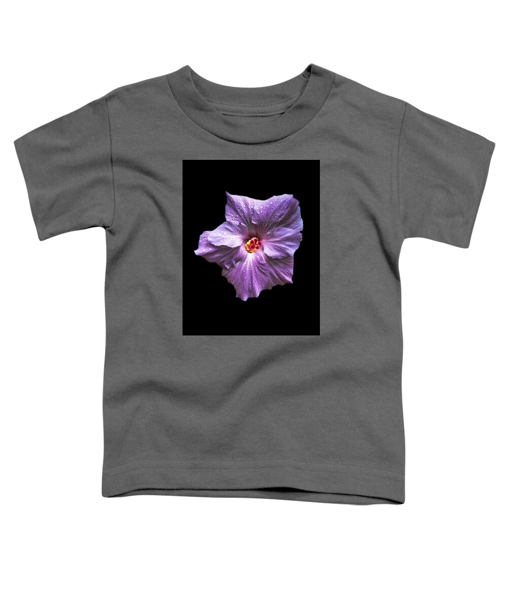 Pamela Walton Toddler T-Shirt featuring the mixed media Dew Kissed Hibiscus by Pamela Walton