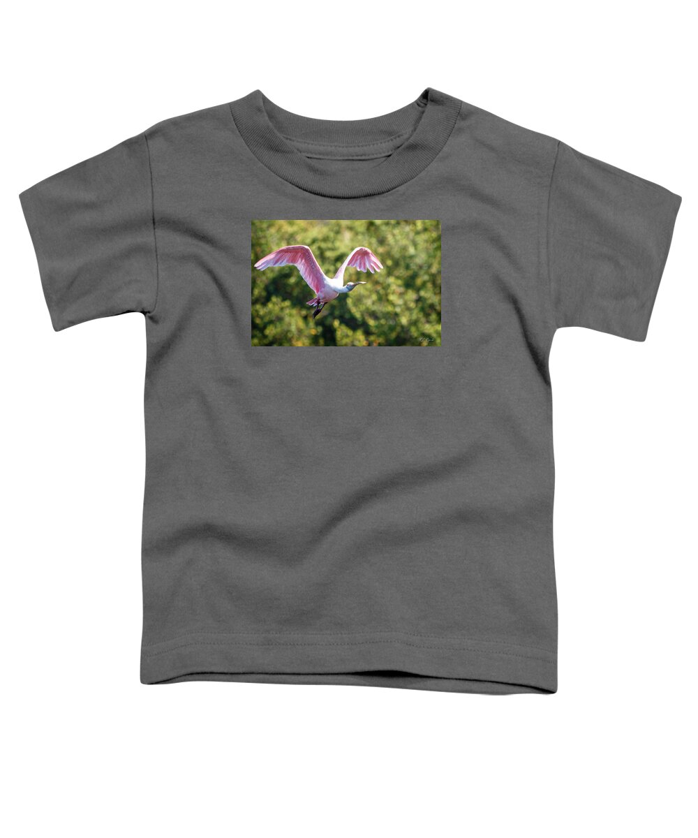 Florida Toddler T-Shirt featuring the photograph Ding Darling - Roseate Spoonbill - Wings High by Ronald Reid