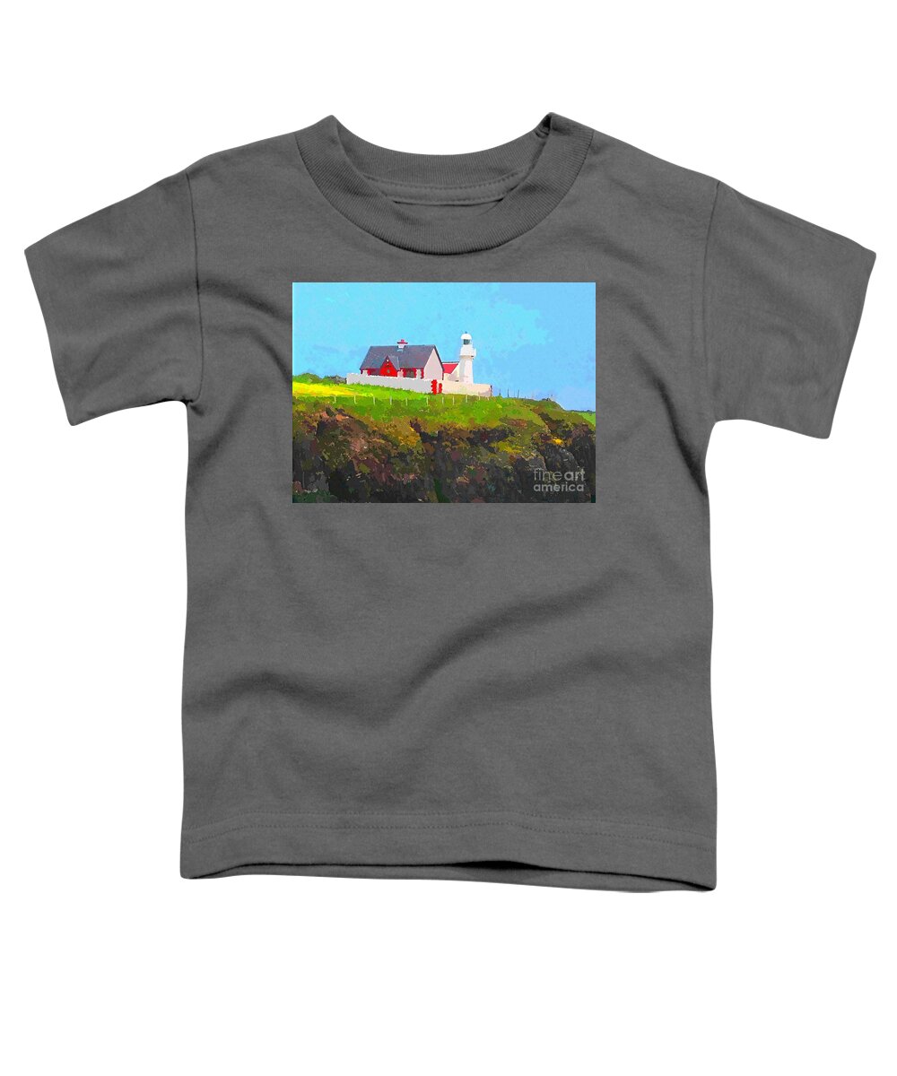 Dingle Toddler T-Shirt featuring the painting Dingle Lighthouse Impressionist Artwork , County Kerry Ireland Summer 2016 by Mary Cahalan Lee - aka PIXI