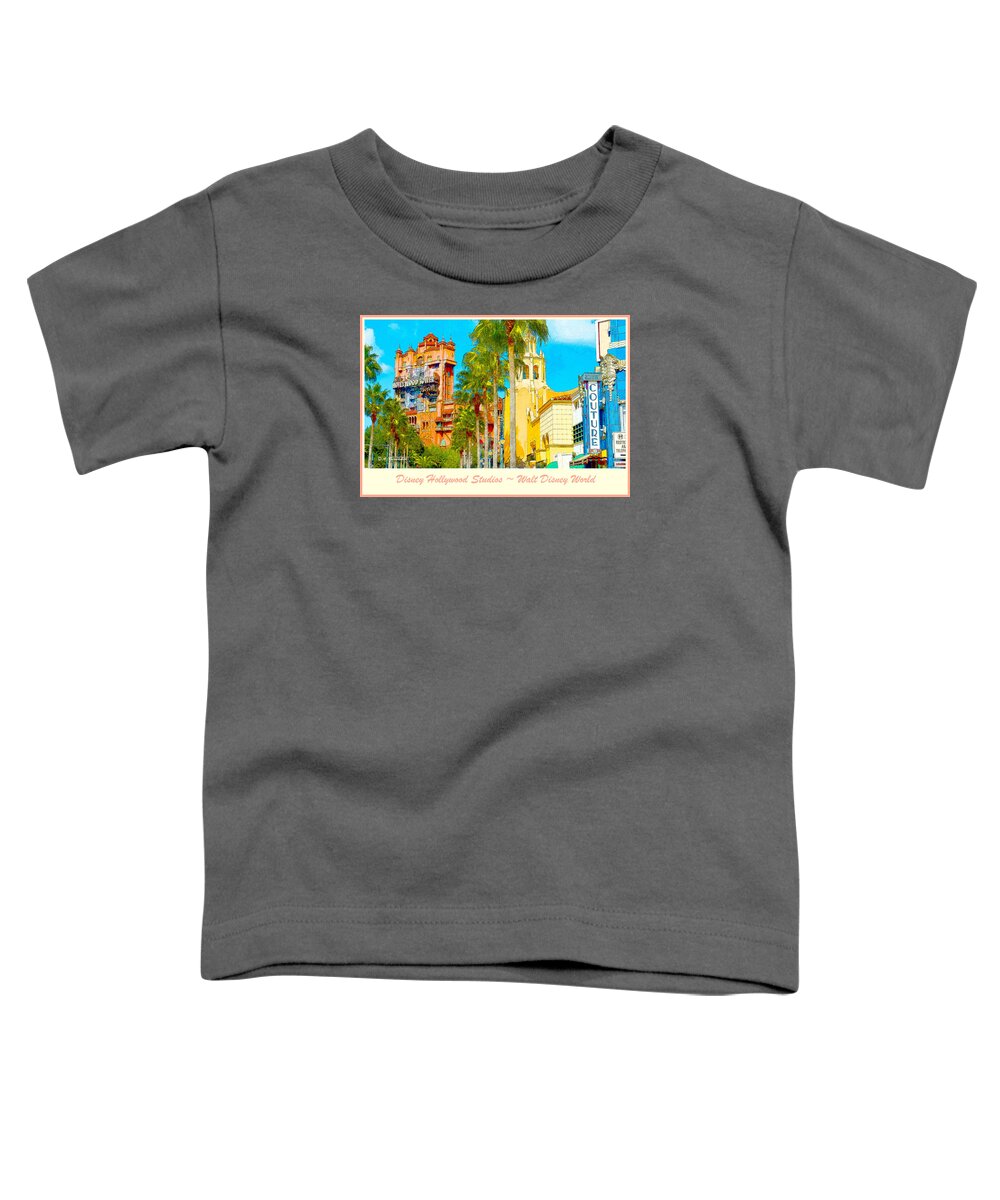 Tower Of Terror Toddler T-Shirt featuring the digital art Disney Hollywood Studios Walt Disney World by A Macarthur Gurmankin