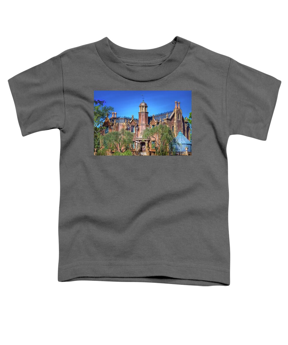 Magic Kingdom Toddler T-Shirt featuring the photograph Disney World Haunted Mansion by Mark Andrew Thomas