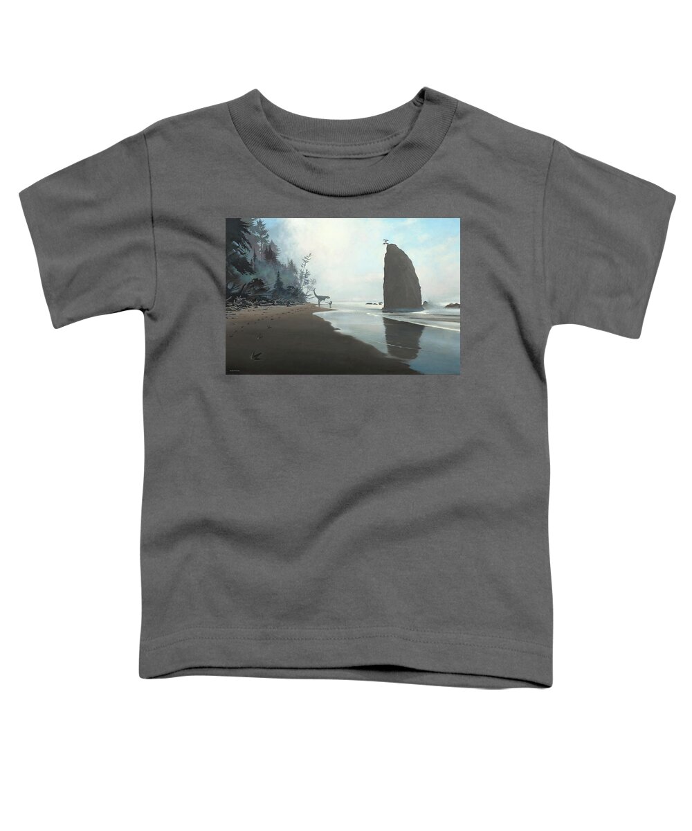 Tyrannosaurus Toddler T-Shirt featuring the painting Distant Shores by Cliff Wassmann