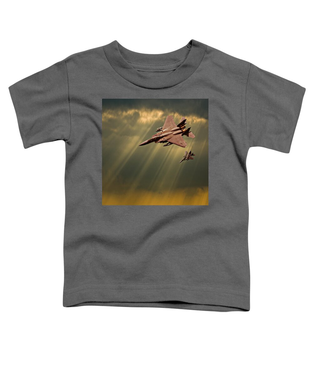 F-15. F-15 Eagle Toddler T-Shirt featuring the photograph Diving Eagles by Meirion Matthias