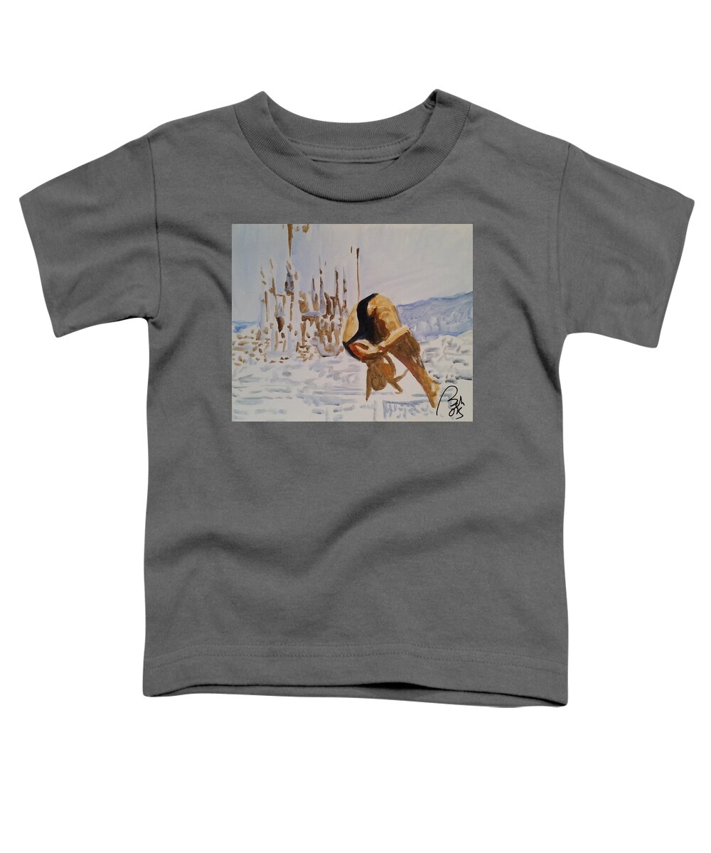 Platform Toddler T-Shirt featuring the painting Diving I by Bachmors Artist