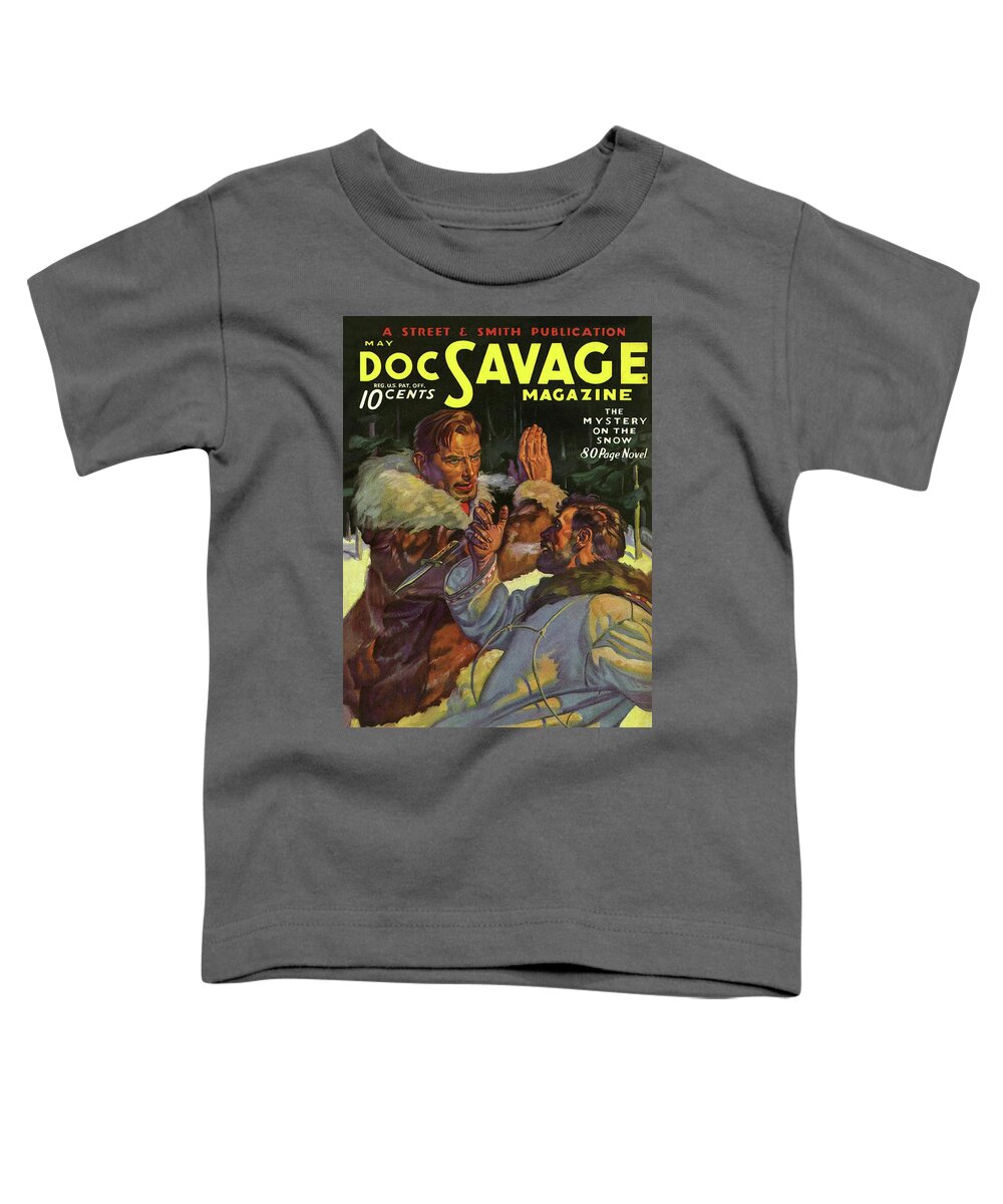 Comic Toddler T-Shirt featuring the drawing Doc Savage The Mystery on the Snow by Conde Nast