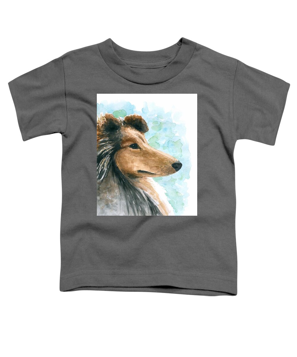 Dog Toddler T-Shirt featuring the painting Dog 132 by Lucie Dumas