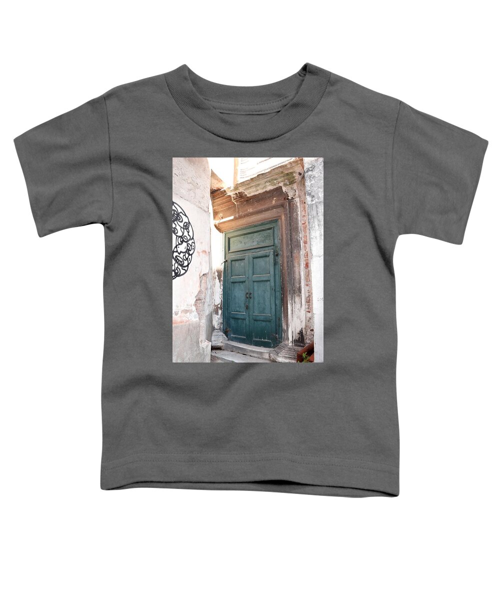 Teal Toddler T-Shirt featuring the photograph Door by Outside the door By Patt
