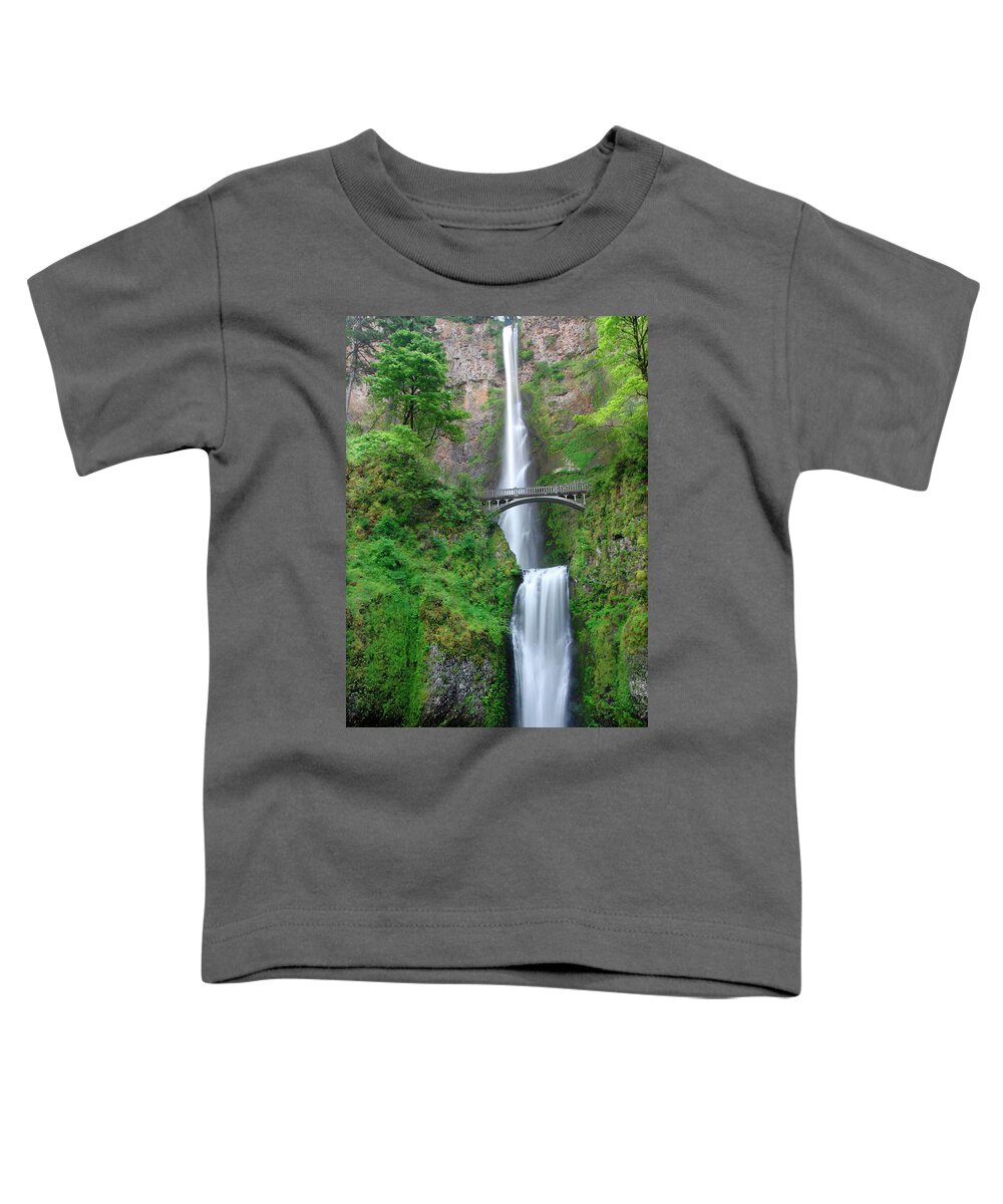 Multnomah Toddler T-Shirt featuring the photograph Double Falls w/Bridge by Ted Keller