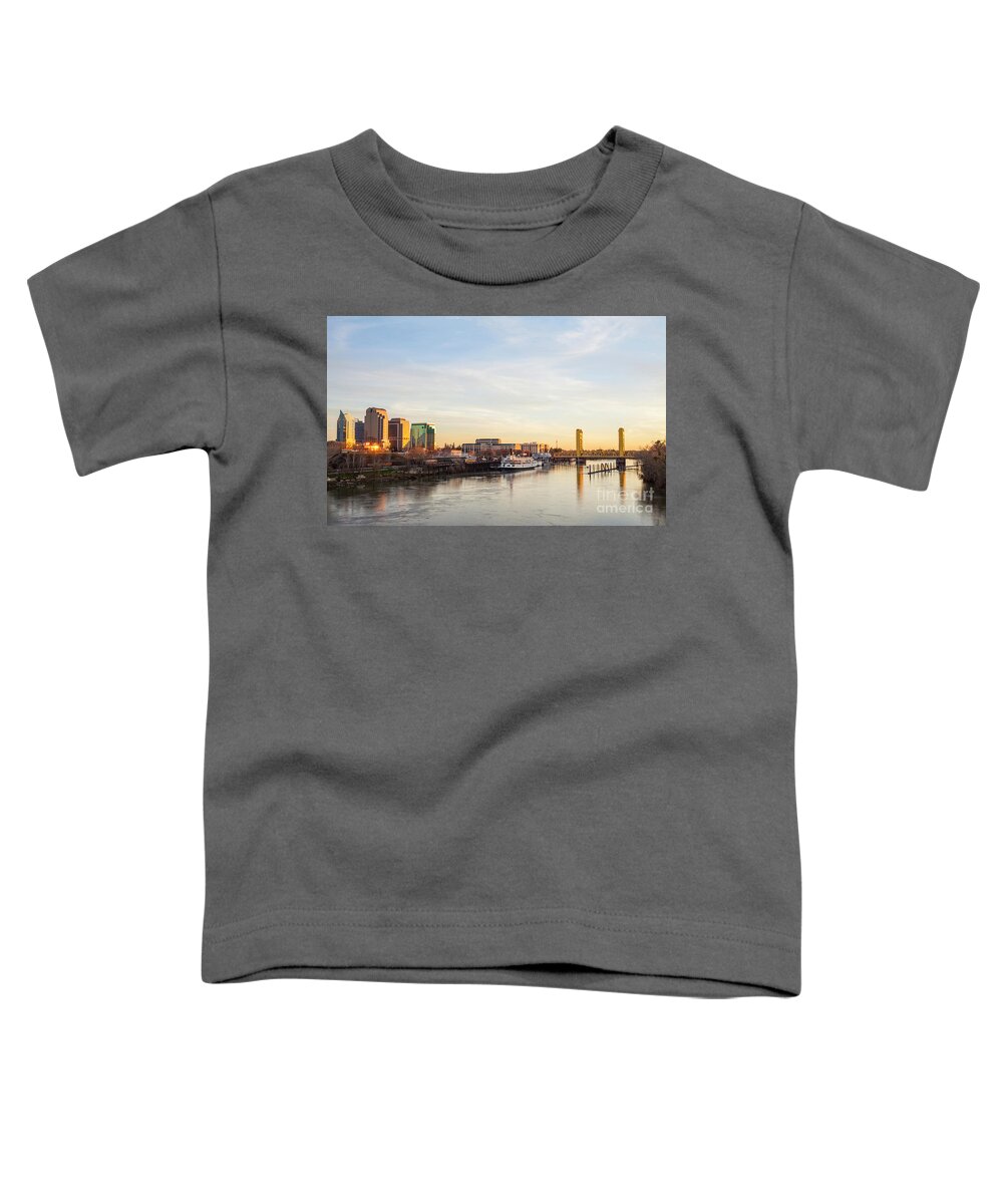 Downtown Toddler T-Shirt featuring the photograph Downtown Sacramento skyline near sunset by Ken Brown