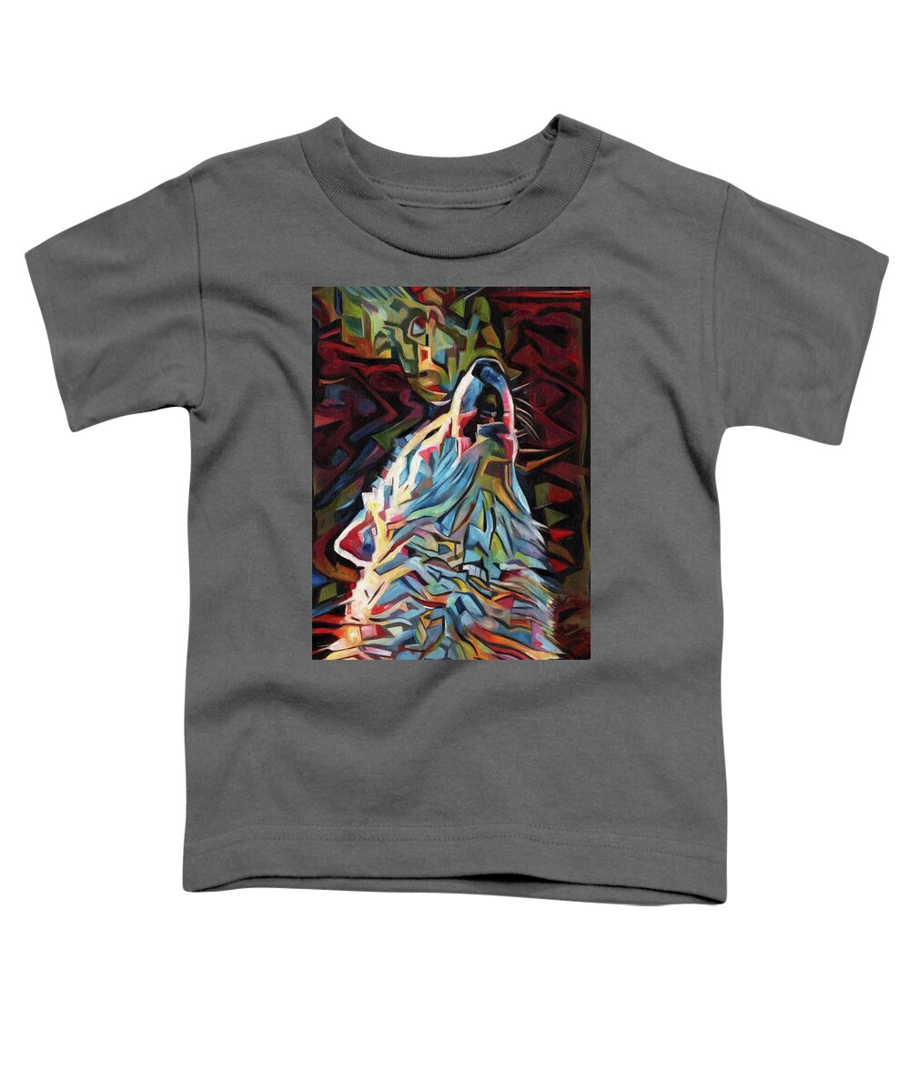Wolf Toddler T-Shirt featuring the painting Dream Wolf by David Stribbling
