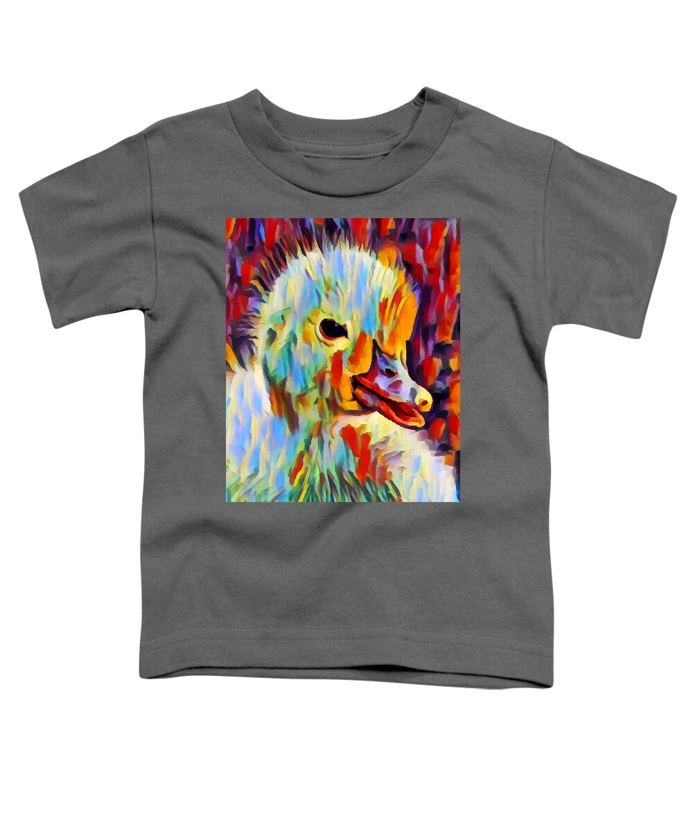 Duckling Toddler T-Shirt featuring the painting Duckling Portrait by Chris Butler
