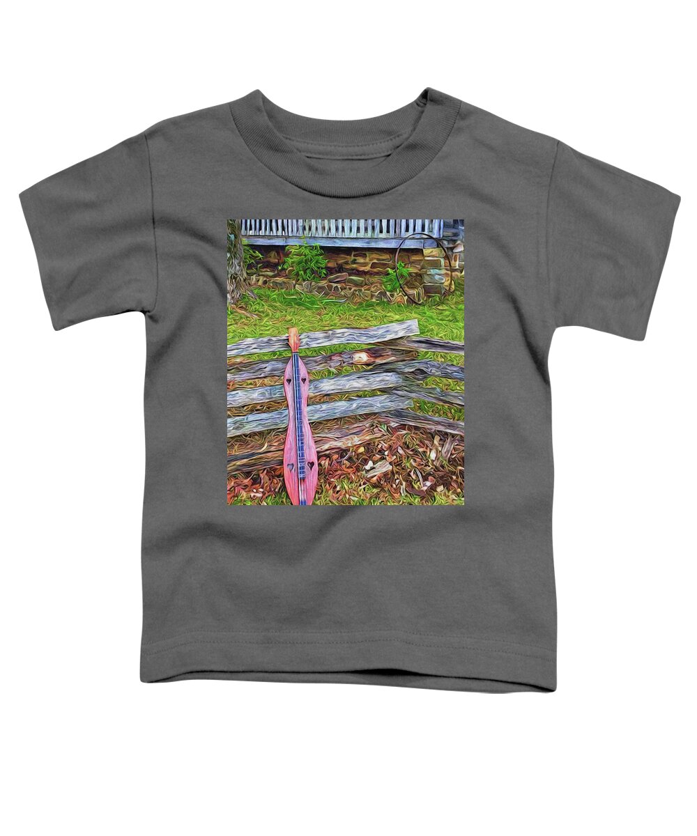 Music Toddler T-Shirt featuring the painting Dulcimer on a Fence Nbr 1G by Will Barger