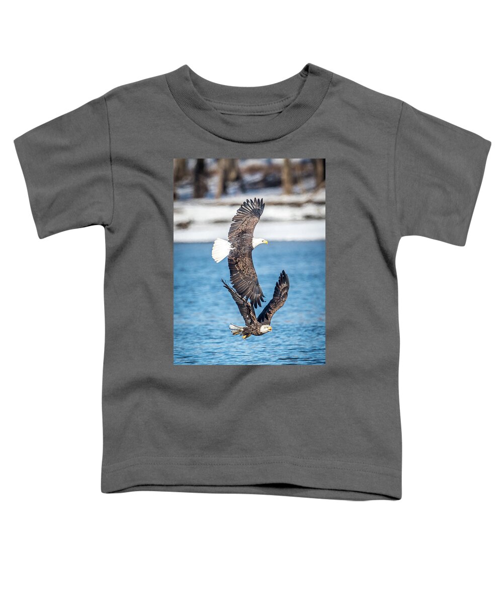A Pair Of Bald Eagles On The Mississippi River Minnesota. Toddler T-Shirt featuring the photograph Eagle Pair by Paul Freidlund