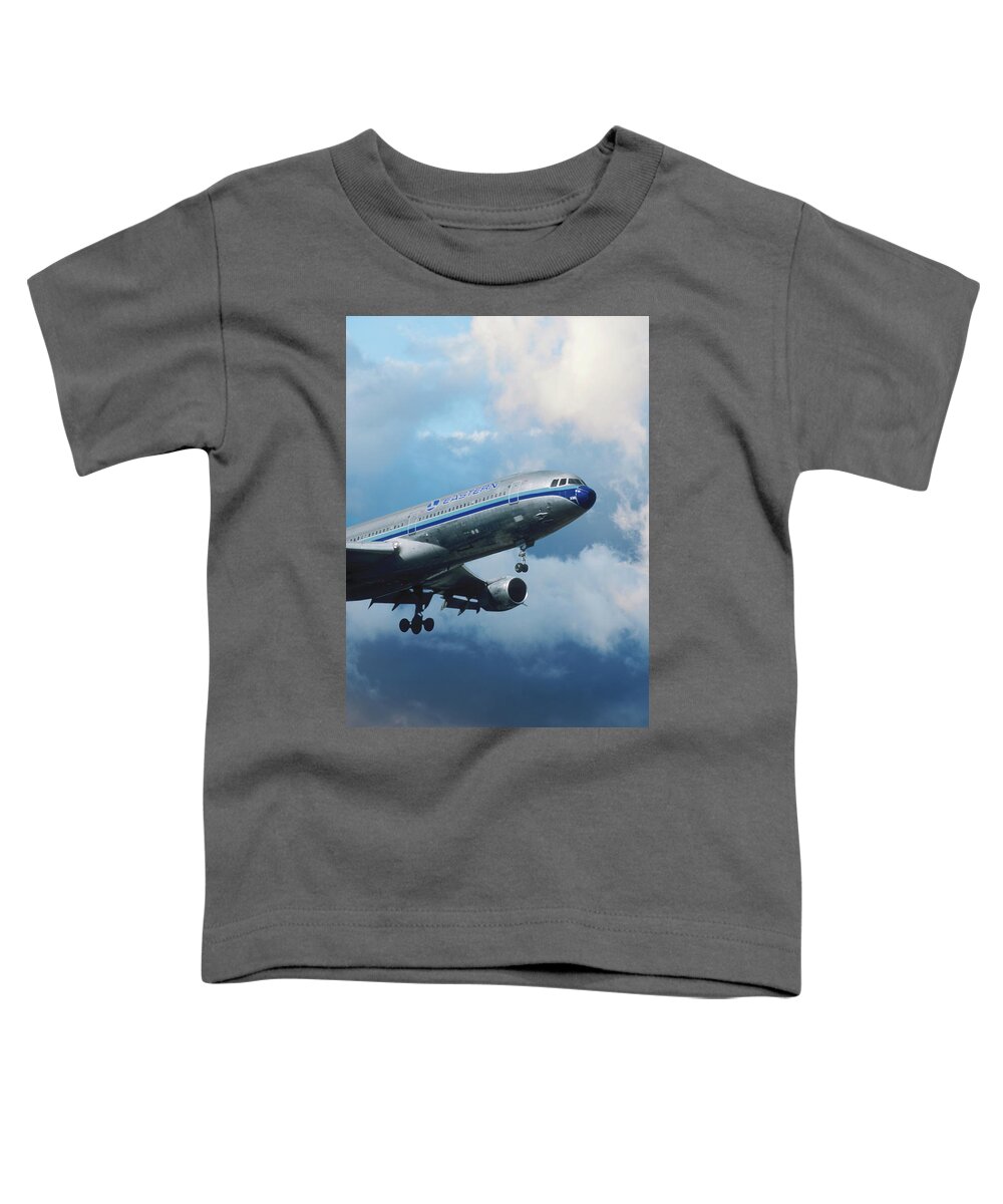 Eastern Airlines Toddler T-Shirt featuring the photograph Eastern L-1011 Approaching the Runway by Erik Simonsen