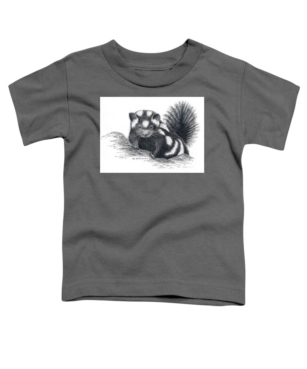 Skunk Toddler T-Shirt featuring the drawing Eastern Spotted Skunk by Lee Pantas