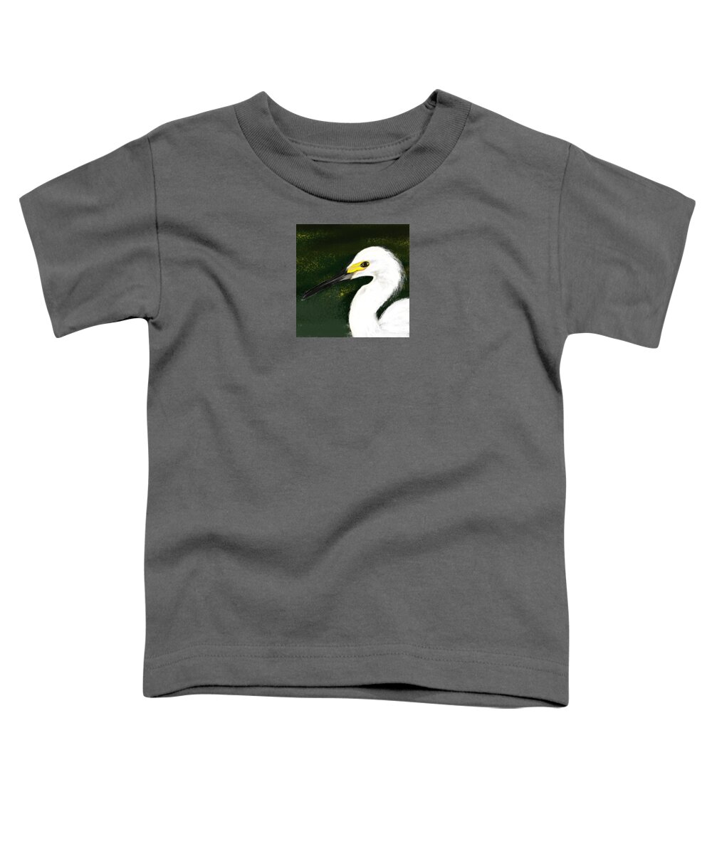 Egret Toddler T-Shirt featuring the painting Egret by Beth Klock