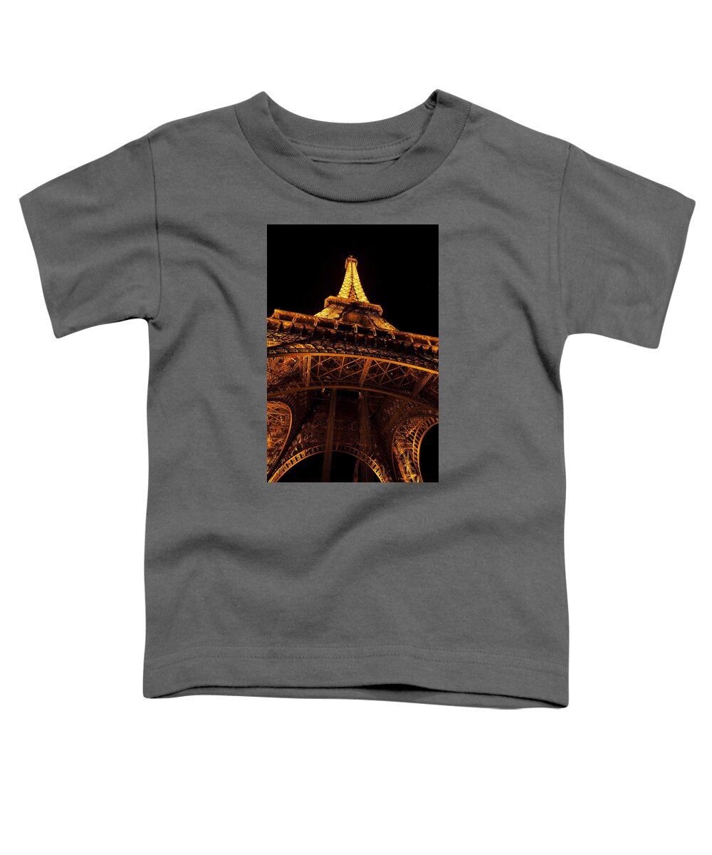 M Eiffel Toddler T-Shirt featuring the photograph Eiffel Tower at Night by Maj Seda